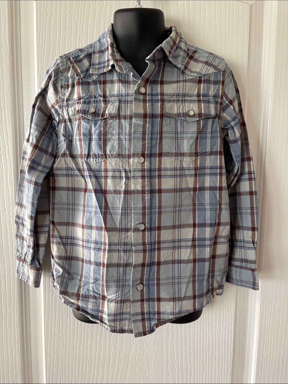 The Children's Place Blue and Brown Plaid Button-Down Shirt